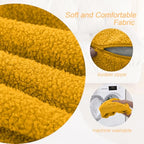 MeMoreCool Stuffed Round Pouf Ottoman Foot Rest, Floor Pouf Foot Stool with Soft Foam Chunk Filling, Small Round Ottoman Footstool Circle Footrest for Living Room, Yellow - color: Teddy Yellow