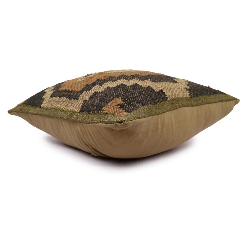Bohemian Jute Pillow Covers Handwoven Kilim Cushion Cases 18x18 Inches, Vintage Oriental Rug Decorative Throw Pillow Covers for Cozy Sofa & Bed Décor - color: Pattern 08