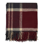 Cozy Wool Blanket, 100% New Zealand Wool, Tartan Design, Red & Blue, 67 x 79 in, Queen Size - color: Red and Blue