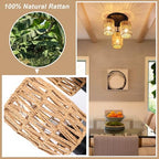 Surpars House Boho Rattan Ceiling Light Fixture, Mini Rattan Chandelier Lighting Fixture, Hand Woven Ceiling Light Fixtures for Hallway Bedroom Kitchen Entryway Living Room (Brown) - color: Brown