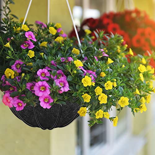 Riare 4 Pack 12 Inch Round Fabric Planter Basket Liner- Hanging Basket Liners Replacement Coco Fiber Liner Alternative for Hanging Basket Flowers (Prevent Birds from Nesting) - size: 12inch