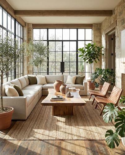 Rugs.com Hand Braided Jute Rug – 12' x 16' Natural Flatweave Rug Perfect for Living Rooms, Large Dining Rooms, Open Floorplans - size: 12'2" x 16' (Rectangular)