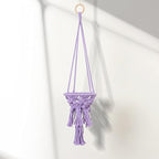 Macrame Plant Hangers with Tassels Indoor Hanging Planters Basket Handmade Cotton Rope Flower Pots Holder Stand Boho Home Decor Outdoor Decorations Round White