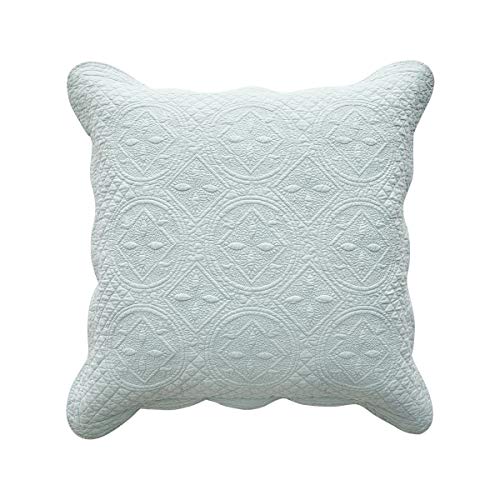 Calla Angel Sage Garden Luxury Pure Cotton Quilted Pillow Sham, Euro, 26x26, Light Aqua - color: Light Aqua, size: European