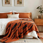 Zebra Printed Throw Blanket-Cozy Soft Lightweight Fuzzy Throw Blanket for Sofa, Couch, Bed & Chair,Rust Red and Black, 50" x 70" - color: Rust Red and Black