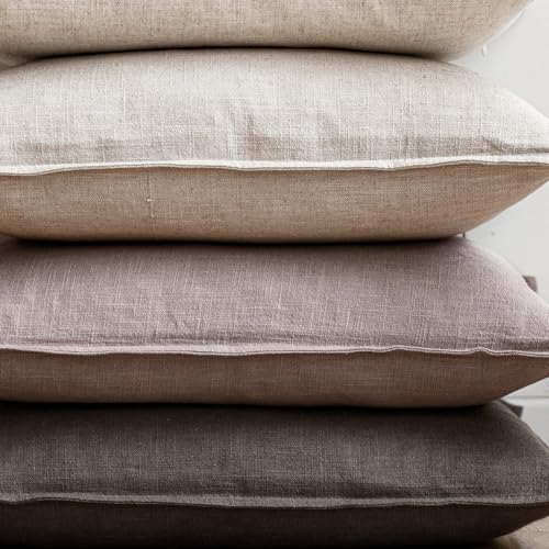 Foindtower Set of 2, Decorative Linen Solid Throw Pillow Covers Soft Accent Euro Cushion Case Boho Farmhouse Pillowcase for Chair Couch Sofa Bedroom Living Room Home Decor 16 x 16 Inch Dusty Pink - color: Rose Dust, size: 16" x 16" (Pack of 2)