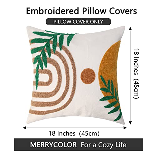 Merrycolor Boho Pillow Covers 18x18,Soft Mid Century Geometric Leaves Accent Pillows, Modern Aesthetic Decorative Throw Pillows for Couch Bed Sofa Bedroom,1 Pcs (Only 1 Pillow Cover) - color: Style F, style: 18 x 18-Inch