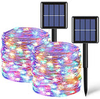 QITONG Multicolor Solar Fairy Lights, 2 Pack Each 66ft 200 LED String Lights Outdoor, Silver Wire Solar Christmas Lights with 8 Modes - color: Multicolor