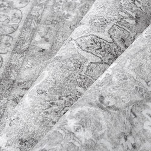 PureCozy Gray 2x3 Area Rug Entryway Washable Vintage Carpet Door Mat Small Indoor Non Slip Soft Low Pile Thin Stain Resistant Distressed Accent Throw Rug for Kitchen Bathroom Entrance Bedroom - color: Neutral Gray, size: 2' x 3' (Rectangular)