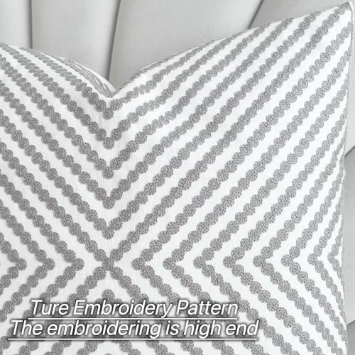 Slow Cow Decorative Embroidery Cushion Cover Grey Dots Embroidered Throw Pillow Cover 18 x18 Inches - color: Grey Dots, size: 18" x 18" (Pack of 1)
