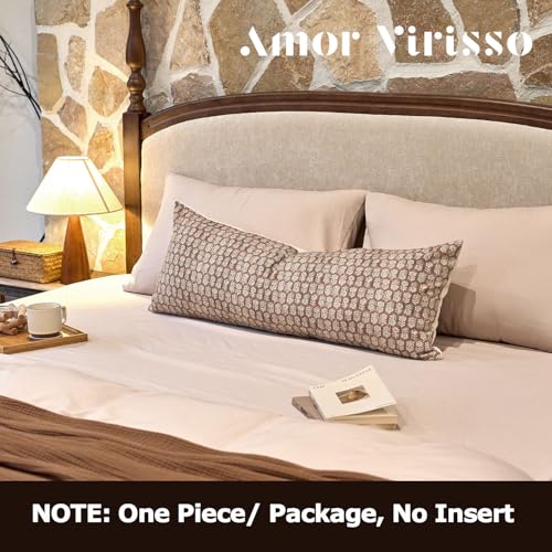 Amor Virisso Floral Pillow Covers Decorative Lumbar Pillow Cover 14x36 Couch Pillows for Bed Farmhouse Neutral Pillow Covers Accent Sofa Pillows 1PC,Cognac Brown - color: Cognac Brown, size: 36" x 14" (Pack of 1)