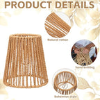 6 Pcs Rattan Chandelier Lamp Shades Sets Wicker Lampshades Replacement for Table Lamps,Ceiling Lights,Pendant Lights,Wall Lights