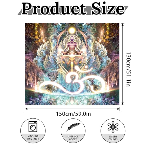 Nebula Starry Sky Tapestry Large Wall Hanging for Bedroom Living Room Space Decor Art for Home - color: Meditation, size: 59.1"L x 51.2"W