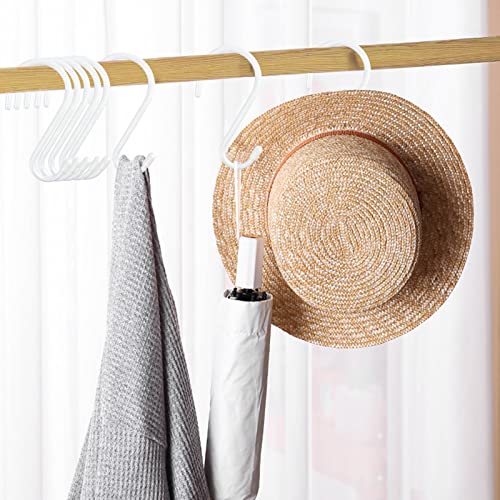 12 Pack 4-1/2 Inch White S Hooks for hanging, Large Vinyl Coated S Hangers Hooks Heavy Duty, Steel Metal Rubber Coated Closet Rod Hooks for Hanging Jeans Clothes Plant Pot Pan Cup Bathrooms Towel Robe - color: White
