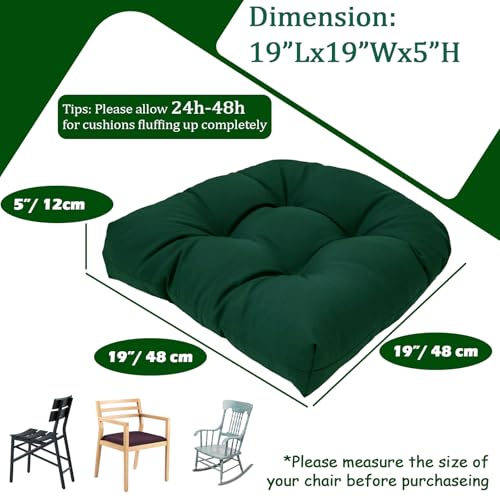 MTMR Water-Repellent Outdoor Chair Cushions Set of 2, 19”X19” Patio Chair Cushions with High Elasticity PP Cotton, Thick Tufted Outdoor Patio Furniture Cushions, Seat Cushions for Outdoor Furniture - color: Emerald Green