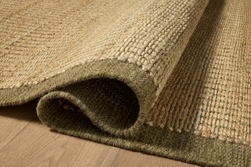 Loloi Amber Lewis Lilah Collection LIH-01 Natural/Olive 2'-3" x 3'-9" Accent Rug Jute, Wool, Cotton, Neutral, Living, Bedroom, Dining, Rug - color: Natural / Olive, size: 2'3" x 3'9" (Rectangular)
