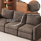 Guyii 4 Seats Sectional Sofa Modern 4 People Couch Deep Seat Soft Cushion Sofa Brown Living Room Sofa for Apartment Hotel Office Easy Assemble - color: Brown, size: 4 seater