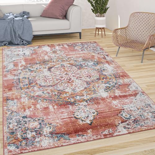 Paco Home Vintage Rug Oriental Design with Modern Ornaments in Faded Red, Size: 2'8" x 4'11" - color: Red, size: 2'8" x 4'11" (Rectangular)