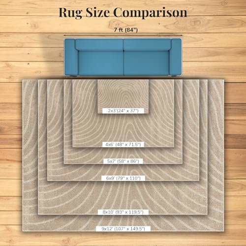 LUXE WEAVERS Modern Geometric Wave Beige 2x3 Area Rug - color: Beige, size: 2' x 3' (Rectangular)