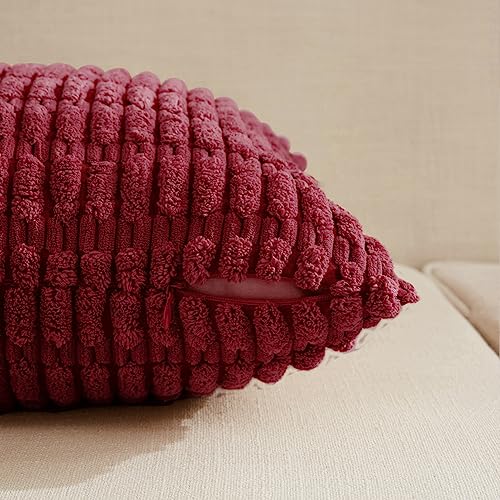 Fancy Homi Decorative Throw Pillow Covers for Bed Couch Bedroom Bench, Soft Corduroy Solid Pillow Case, Rustic Farmhouse Boho Room Decor,20" x 12" (Pack of 1),Burgundy - color: Burgundy, size: 20" x 12" (Pack of 1)