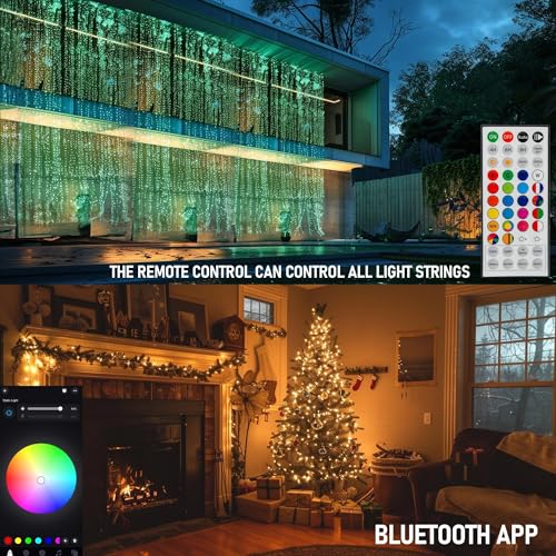 Dazzle Bright Smart Color Changing Christmas Lights, 66FT 200 LED RGB String Lights with Remote & App Controlled, Halloween 4th of July Decoration for Indoor Outdoor Holiday Xmas Tree Party Decor - color: 200 LED RGB
