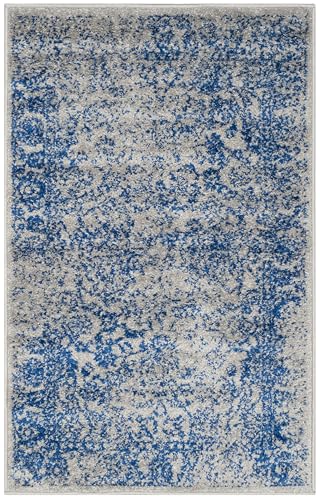 SAFAVIEH Adirondack Collection Accent Rug - 2'6" x 4', Grey & Blue, Distressed Vintage Floral Design, Non-Shedding & Easy to Clean, Ideal for Front Door, Kitchen, Entryway, Foyer (ADR109A) - color: Grey/Blue, size: 2'6" x 4' (Rectangular)