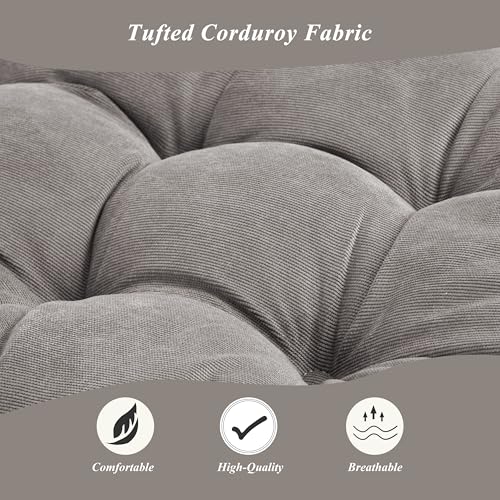 Meditation Floor Pillow 22×22 Inch 2 Pack Large Floor Cushions for Adults Square Tufted Corduroy Floor Pillows for Yoga Living Tatami Room Grey - color: Grey