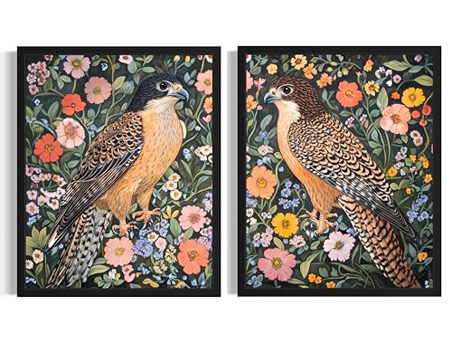 Falcons William Morris Wall Art Poster Prints, Vintage Flowers Tapestry, Floral Decor for Living Room, Bedroom, Office, Bathroom AA12 (Falcons, 8 x 10 inches (2 Panels), Unframed) - color: Falcons, size: 8 x 10 inches (2 Panels)