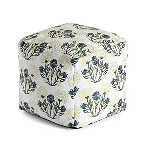 Anji Mountain 100% Handmade & Handcrafted Comfortable Home Décor Outdoor Pouf Ottoman Footrest for Living Room, Bedroom, Nursery, Kidsroom, Patio Furniture - (18" x 18" x 18"- Yellow-Ivory) - color: Gordes