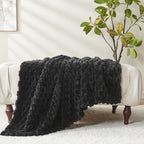 NEWCOSPLAY Super Soft Twin Blanket Black Premium Silky Flannel Fleece 3D Clouds Stylish Jacquard Lightweight Bed Blanket All Season Use 350GSM (Black, Twin(60"x80")) - color: Black, size: Twin(60"x80")