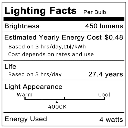 E12 LED Bulb Dimmable Equivalent 25W-40W 4000K Natural White Candelabra Base AC120V 450lm 4W T6 C7 E12 Candle Small Base for Ceiling Fan Chandelier Pendant Lighting Salt Lamp Wall Sconce, 4 Pack - color: 4000k Natural White, size: 4 Watt-Dimmable-4 Pack