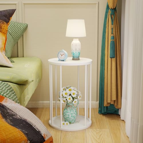 Plant Stand Indoor,small plant stool,Flower Pot Corner stand holder,Mid Century Heavy Duty Metal Tall Home Decor,Modern Round End Table,Small Rustic Display Stand for Living Room,Bedroom(White,18In) - color: 45cm white