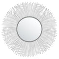 SAFAVIEH Home Collection Jaslene Silver Sunburst 35-inch Round Decorative Accent Wall Mirror for Bedroom Living Room Bathroom Entryway
