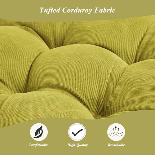 Meditation Floor Pillow 22×22 Inch 2 Pack Large Floor Cushions for Adults Square Tufted Corduroy Floor Pillows for Yoga Living Tatami Room Green - color: Green