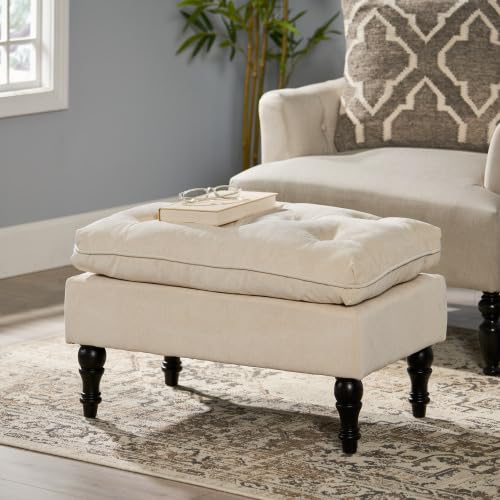 28-Inch Lofton Pillow Top Ottoman, Cream