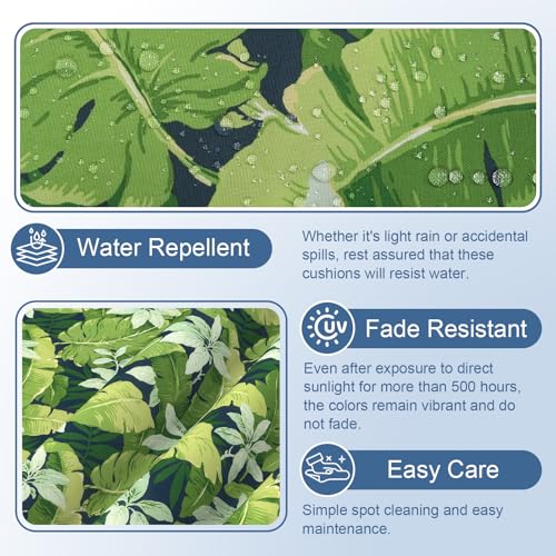 LVTXIII Outdoor Bistro Chair Cushions, 15"x15"x4" Round Patio Chair Cushions, All Weather Tufted Seat Cushions for Patio Furniture Use, Set of 2, Jungle Leaves - color: Jungle Leaves