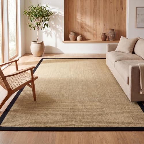 JONATHAN Y Border Jute Indoor Area Rug Natural/Black 3X5 ft, Camden Farmhouse Cottage for Living Room, Bedroom, Kitchen, Office, Easy-Cleaning, High Traffic, Pet-Friendly, Non-Shedding KTN100F-3 - color: Natural/Black, size: 3' x 5' (Rectangular)