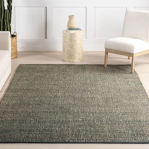 Nuloom Elfriede Handmade, Green/Natural, 8'6" x 11'6", Solid, Rustic, Jute, Soft and Textured, High Traffic, Stain Resistant, Easy Clean, Durable Area Rug for Bedroom, Living Room, Dining, Den, Foyer - color: Green, size: 8'6" x 11'6" (Rectangular)
