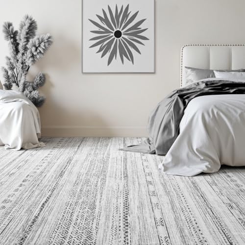 6x9 Area Rugs for Living Room Machine Washable Rug Distressed Indoor Carpet Neutral Moroccan Boho Rug Ultra Soft Area Rug for Bedroom Dining Room Playroom Office, Black - color: Black, size: 6' x 9' (Rectangular)