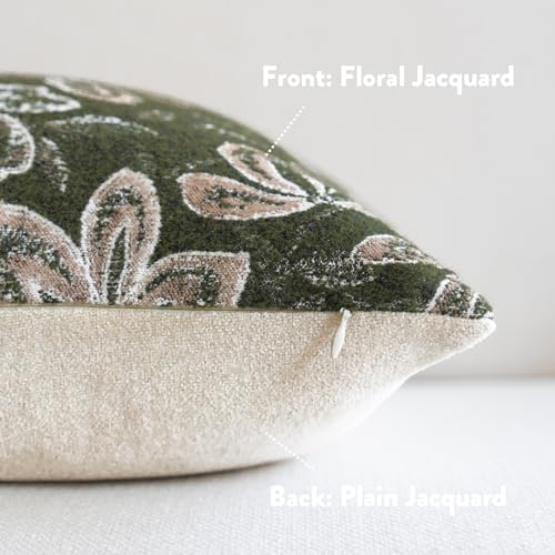 FIOUOVO Floral Throw Pillow Covers 18x18 Set of 2 Farmhouse Pillow Covers Vintage Neutral Accent Pillowcases Decorative Cushion Covers for Sofa Couch Living Room Bedroom Home Decor, Olive Green - color: Olive Green, size: 18" x 18" (Pack of 2)