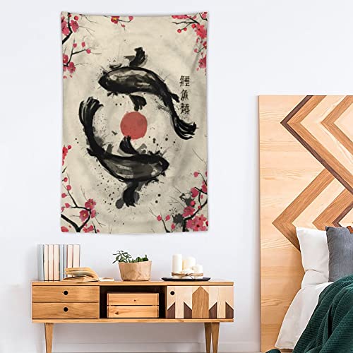 JOKIMAL Japanese Koi Fish Wall Art Tapestry Yin Yang Poster Tapestry 40"x60" for LivingRoom, Bedroom Decor - color: Koi Fish