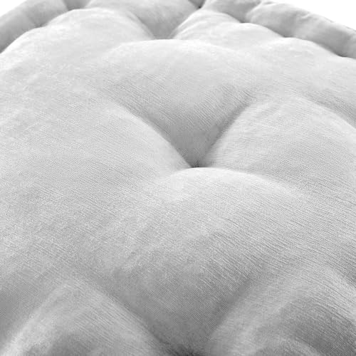 Intelligent Design Floor Pillow - Shredded Foam Filled Meditation & Yoga Cushion, Chenille Tufted, Handsewn Scalloped Edge, Oeko-TEX Certified, Azza, 24" x 24" x 5" Grey - color: Grey, size: 24"W x 24"L x 5"H