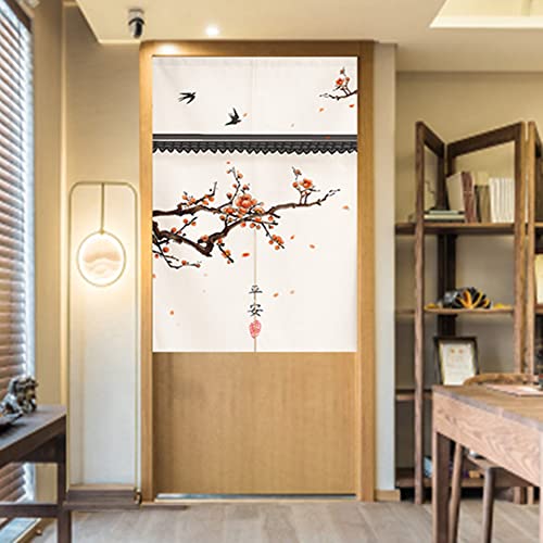 Japanese Noren Doorway Curtain Tapestry Traditional Chinese Plum Bossom Ink Painting Door Curtain Room Divider, 33 x 47 inch - color: Multi 5, size: 33.5"W x 47.2"L (Pack of 1)