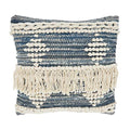 SARO LIFESTYLE Chindi Fringe Throw Pillow Cover, Blue, 18"