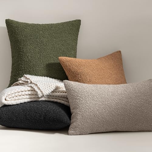 MIULEE 18x18 Inch Decorative Pillow Covers for Couch Bed Set of 2 Textured Boucle Neutral Throw Pillow Covers Black Accent Solid Pillowcases Sofa Living Room Home Decor - color: Black, size: 18" x 18" (Pack of 2)