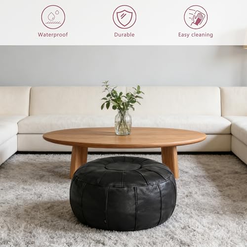 Thgonwid Unstuffed Moroccan Ottoman Pouf Cover, Ottoman Footstool Storage Solution, Bean Bag Chair, Foot Rest, Black - color: Black