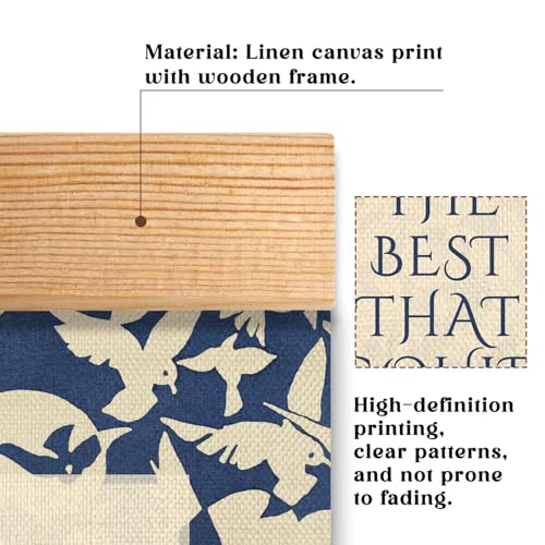 What’s the Best That Could Happen Inspirational Wall Art Decor,Vintage Positive Quote Linen Wall Hanging Poster, Motivational Home Decor for Office, Bedroom, Living Room or Study Decor (Blue) - color: Blue