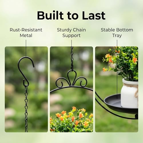 Hanging Planters for Indoor Plants, 2 Pack Metal Wall Ceiling Window Plant Hangers Kit with Trays and Chains for Succulents Pothos Herbs Balcony Patio Living Room - style: hanging planter tray