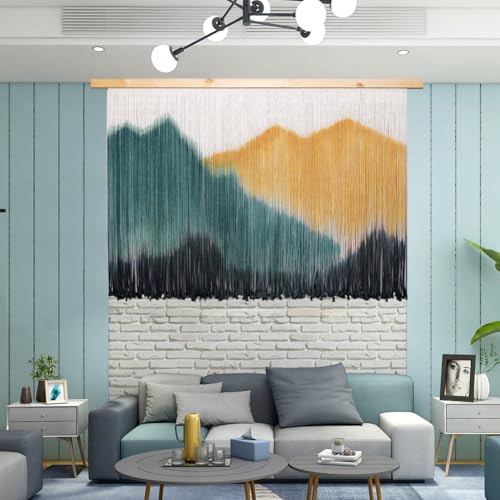 laddawan Extra Large Boho Wall Decor For Bedroom Macrame Wall Hanging Dip-Dyed Tapestry Modern Wooden Home Wall Art For Living room (Yellow) - color: Yellow