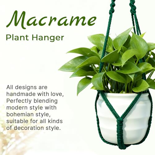 Macrame Plant Hanger,Up to 4-15 inch Pots, Wood Beads Cotton Hanging Planter Holder for Indoor Outdoor Boho Home Decor, 35 Inch, Ivory, Set of 2 (Green) - color: Green